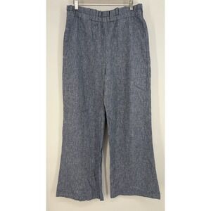 Express High Rise Paperbag Pants L Linen Blend Wide Leg Resort Coastal Beach